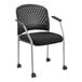 A black Eurotech office side chair with grey casters.