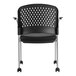 A black Eurotech office side chair with grey legs and casters.
