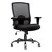 A Eurotech black office chair with a mesh back and arms.