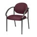 A Eurotech Dakota curved arm chair with burgundy cushion and black frame.