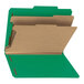 A green Smead file folder with brown tabs.