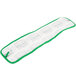 A white and green cloth with a green border and hook and loop attachment.