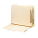 A Smead manila file folder with 2 sections and 2 prong fasteners.