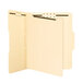 A Smead Manila file folder with 2 sections and 2 prong fasteners.