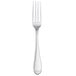 A stainless steel dinner fork with a silver handle.