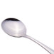 A Libbey stainless steel bouillon spoon with a silver handle.