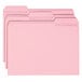 A group of pink Smead file folders with 1/3 cut tabs.