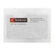 A Smead business card size clear poly pocket with black and red text on a white card.