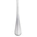 A close-up of a Libbey stainless steel round soup spoon with a silver handle.