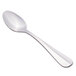 A Libbey stainless steel demitasse spoon with a silver handle.