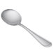 A Libbey stainless steel bouillon spoon with a silver handle.