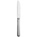 A Libbey stainless steel dessert knife with a pinched silver handle.