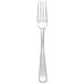 A Libbey stainless steel dessert fork with a silver handle.