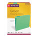 A box of Smead bright green hanging file folders.