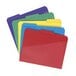 A stack of Smead waterproof poly letter size folders in assorted colors.