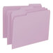 A stack of lavender Smead letter size file folders with 1/3 cut tabs.