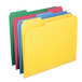 A stack of Smead letter size file folders in assorted colors.