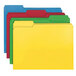 A group of Smead file folders in assorted colors including yellow, red, and green.