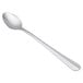 A close-up of a Libbey stainless steel iced tea spoon with a silver handle.