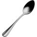 A Bon Chef stainless steel soup/dessert spoon with a black handle.