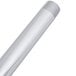 A white pipe with silver connections on top.