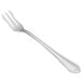 A silver fork with a white background.