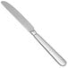 A Libbey stainless steel dinner knife with a serrated solid silver handle.