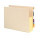 A close-up of a Smead file pocket with a yellow tab.
