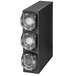 A black Vollrath LidSaver 3-slot vertical countertop storage cabinet.