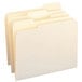 A close-up of three Smead letter size file folders with 1/3 cut tabs.