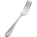 A Bon Chef Viva stainless steel dinner fork with a design on the handle.