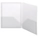 A white Smead poly pocket folder with a clear plastic cover over a white surface.