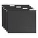 A group of black Smead letter size hanging file folders with white tabs.