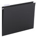 A close-up of a black rectangular Smead hanging file folder.