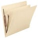 A Smead Shelf-Master file folder with 4 metal fasteners and a divider.