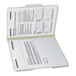 A Smead letter size fastener folder with white paper and text inside.