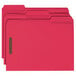 A group of red Smead letter size fastener folders with black tabs.