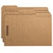 Three brown Smead legal size fastener folders with 2 fasteners.