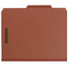 A brown file folder with a small hole in the middle.