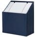 A navy blue Smead stadium file with white and black file folders inside.