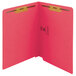 A red Smead file folder with two brown tabs.