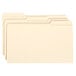 A group of Smead legal size file folders with reinforced 1/3 cut assorted tabs in four colors.