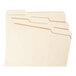 Smead Manila file folders with reinforced 1/3 cut tabs in three different colors.