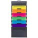 A gray Smead plastic wall organizer with colorful files cascading down.