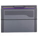 A grey file folder with colorful files.