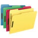 A group of Smead letter size fastener folders in different colors.