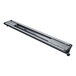 A long metal rectangular curved display light with a metal frame.