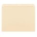A close up of a Smead manila file folder with a straight cut tab.