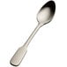 A Bon Chef stainless steel demitasse spoon with a silver handle.