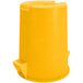A yellow Carlisle Bronco trash can with a lid.